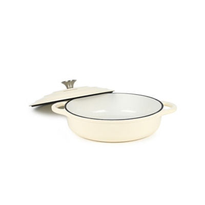 George Home Cream Enamelled Cast Iron Casserole Dish 28cm, UK version