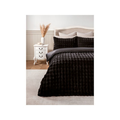 Stacey Solomon black bobble faux fur duvet set king, imported from the UK