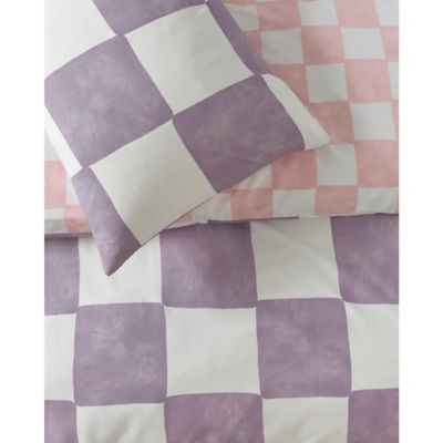 George Home duvet set lilac pink checkerboard reversible double, imported from the UK