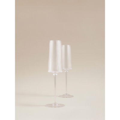 George Home clear ribbed champagne flute glass, UK version