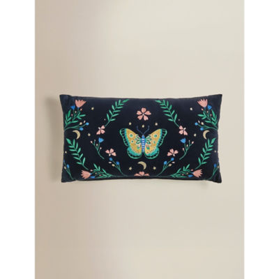 George Home navy butterfly embroidered cushion, imported from the UK