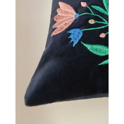 George Home navy butterfly embroidered cushion, imported from the UK