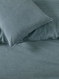 George Home washed cotton double bedding slate blue - British product