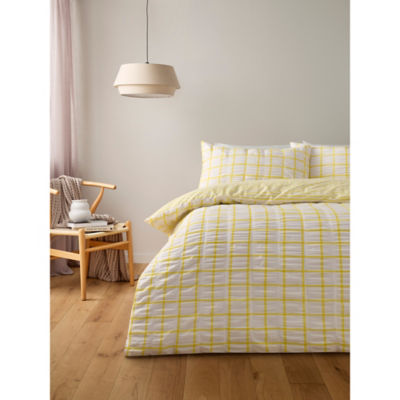 ASDA George Home Yellow Box Check Seersucker Duvet Set Double- Buy online at McGrocer