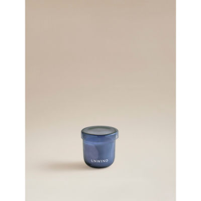 George Home blue wellness unwind glass lid candle, imported from the UK