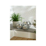 Silver-tone disco ball ornaments ceramic set of three (British brand)