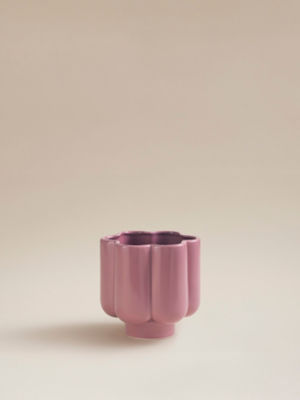George Home pink flower planter dolomite 16x15.5cm, UK version