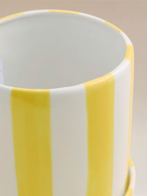 George Home yellow striped plant pot 15.5x14.5cm (British brand)