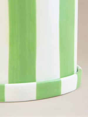 George Home green striped plant pot 15.5x14.5cm, UK version
