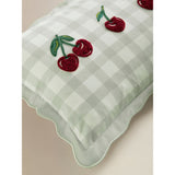 George Home green cherry gingham scalloped cushion 44x32cm (British brand)