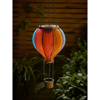 Hot air balloon solar light with flame LEDs, imported from the UK