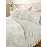 Stacey Solomon green rose frill trim duvet set king, imported from the UK