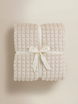 George Home embossed grid throw in natural Moonbeam (British brand)
