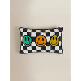 ASDA Checkerboard Smiley Face Cushion - Multi-coloured Polyester 25 x 40cm- Buy online at McGrocer