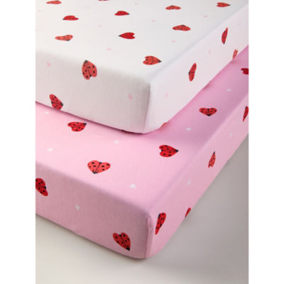 George Home pink Love Bug cot bed sheet set of 2, imported from the UK