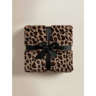 ASDA Brown Leopard Print Faux Fur Blanket 220cm x 200cm- Buy online at McGrocer