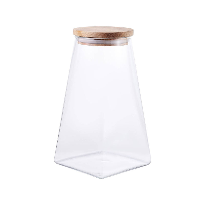 Pyramid acacia lid glass jar 1.2L (British brand)