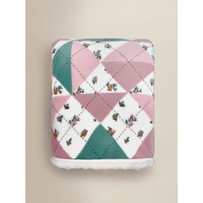 ASDA Multicoloured Patchwork Sherpa Blanket - 120cm x 150cm- Buy online at McGrocer