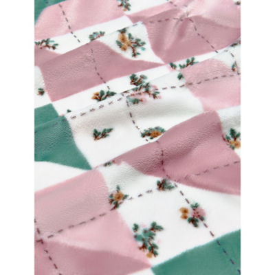 Multicoloured patchwork sherpa blanket 120x150cm, imported from the UK