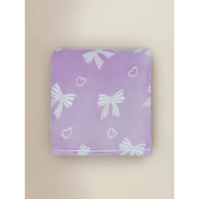Lilac bows fleece blanket 120x150cm, imported from the UK
