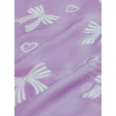 Lilac bows fleece blanket 120x150cm, imported from the UK