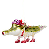 GH glass lady crocodile bauble Christmas decoration, UK version