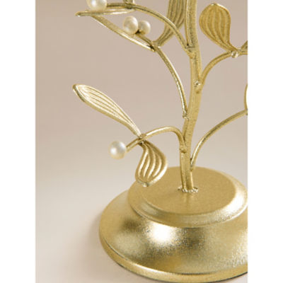 gold-tone mistletoe taper holder, imported from the UK