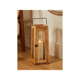 ASDA George Home Natural Brown Wooden Large Lantern 15.25 x 15.25 x 38cm- Buy online at McGrocer