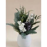 Winter White Berry Foliage in white ceramic pot, UK version