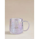 Iridescent Christmas tree glass mug, clear finish, UK version