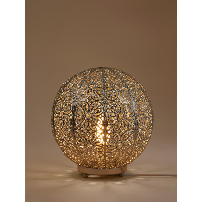 Moroccan table lamp silver finish - British product