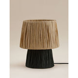 George Home table lamp with raffia base and black shade 23cm, imported from the UK