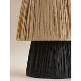 George Home table lamp with raffia base and black shade 23cm, imported from the UK