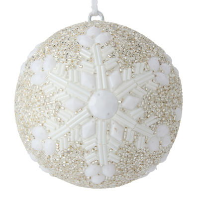 GH Christmas bauble silver and white beaded 9cm - British product