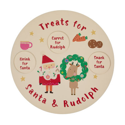 Santa & Reindeer wooden plate 25cm (British brand)