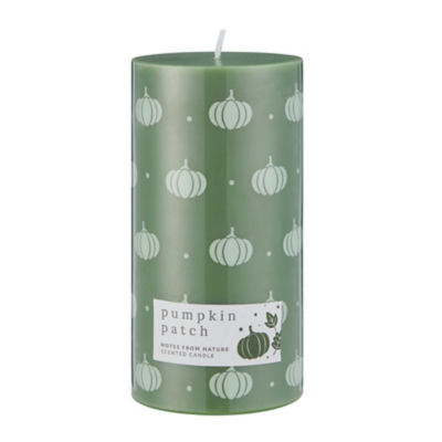 Green pumpkin pillar candle 570g, imported from the UK