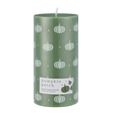 Green pumpkin pillar candle 570g, imported from the UK
