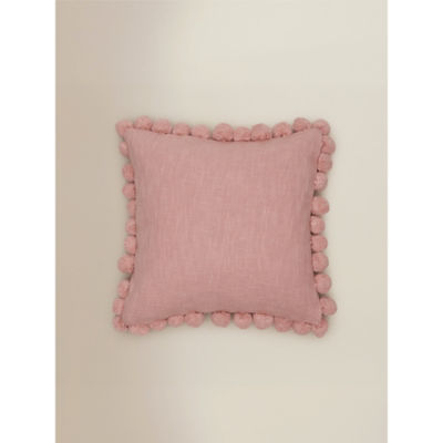 ASDA Slub Pom-Pom Edge Cushion Pink 45x45cm- Buy online at McGrocer
