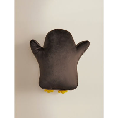 Grey penguin shaped cushion 34cm x 36cm, imported from the UK