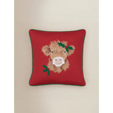 Red Highland cow cushion 45cm polyester festive decor, UK version