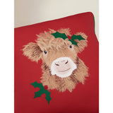 Red Highland cow cushion 45cm polyester festive decor, UK version