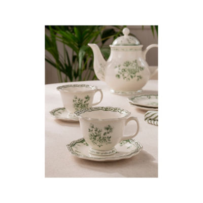 Stacey Solomon green and white rose cup and saucer, imported from the UK