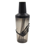 Creepy plastic cocktail shaker with skeleton hand accents - British product