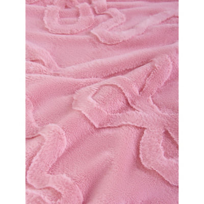 George Home pink jacquard bow fur throw 150cm x 170cm, UK version