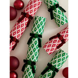 Green & Red diamond deluxe Christmas crackers set of 6, UK version