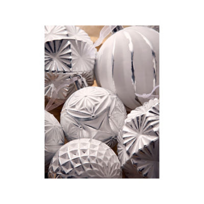 GH white and silver baubles 8cm and 6cm set of 20, imported from the UK