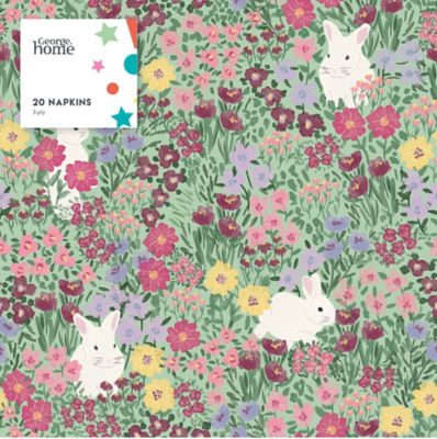 Floral Bunny paper napkins 20 pack 33cm - British product