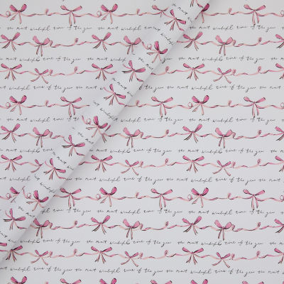 Christmas wrapping paper pink bow print 3.5m, UK version