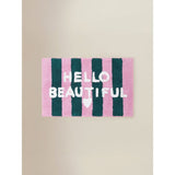 Hello Beautiful striped pink and green cotton bath mat 50x80cm (British brand)