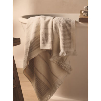 ASDA Neutral Stripe Cotton Bath Towel- Buy online at McGrocer